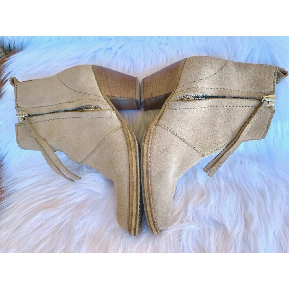 ACNE Studios Taupe Beige Pistol Side Zip Ankle Heel Boots Size EU 37 US 6 - Picture 4 of 8